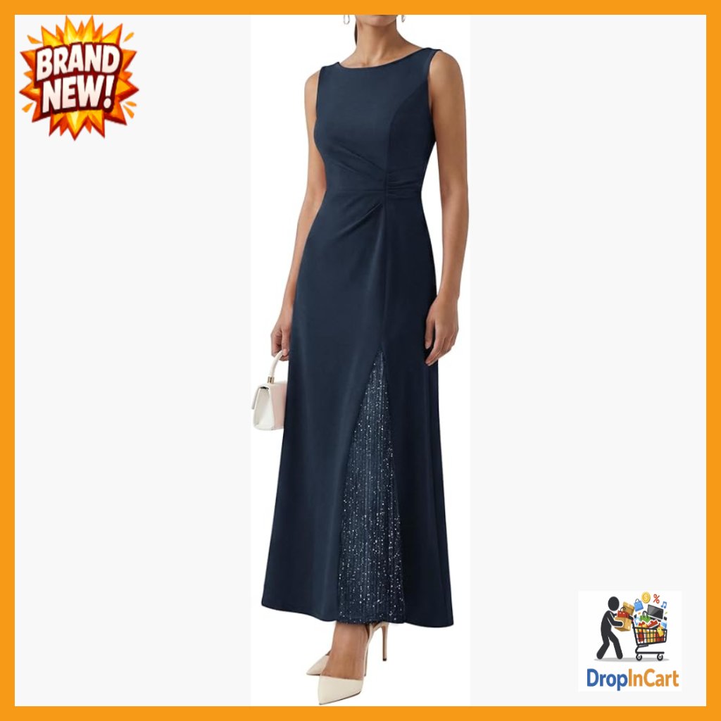 Sequin Patchwork Formal Dress Elegant Sleeveless Wedding Guest Cocktail Wear